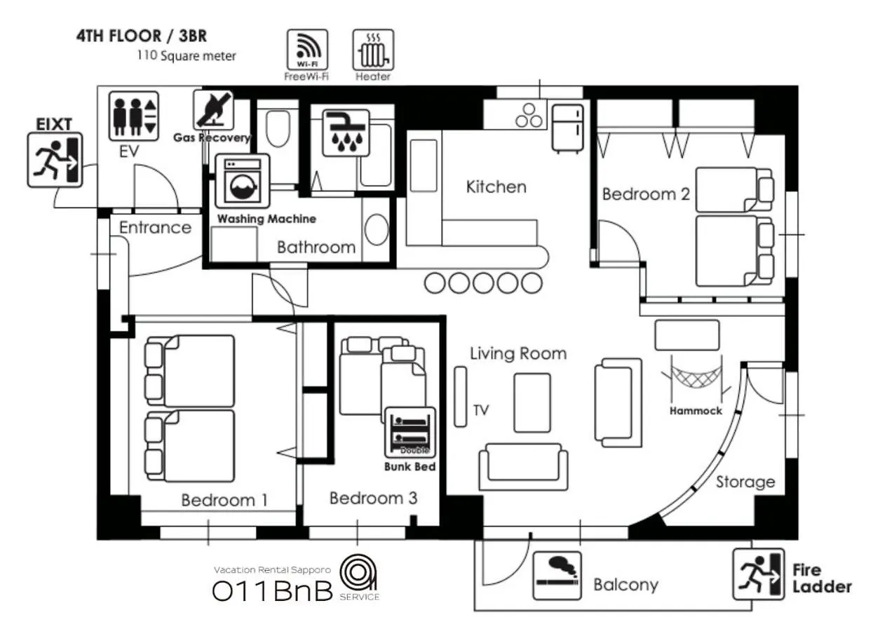 Nk Bld4F Sapporo 3Ldk 3Br 1 Floor 1 Room Apartmán